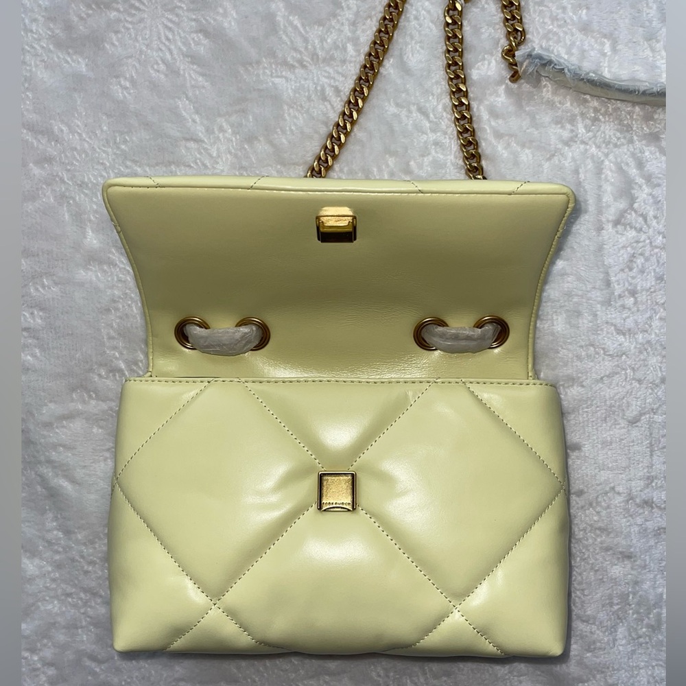 NWT Tory Burch Kira Diamond Quilt Small Shoulder Bag Convertible Frozen Zest - Picture 13 of 16